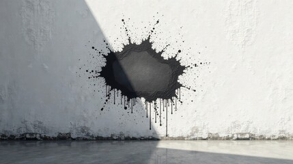 Poster - Abstract Black Ink Spatter on Weathered Wall with Empty Space for Text or Design