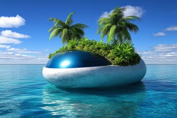 Poster - A magical floating island where the wind, sun, and water generate unlimited clean energy