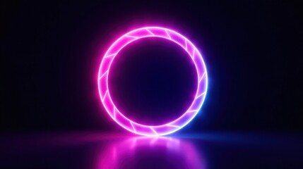 Poster - Futuristic Glowing Neon Circle Frame, Perfect for Abstract Backgrounds and Modern Designs