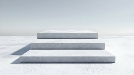 Poster - Minimalist White Concrete Steps Against Soft Gray Background