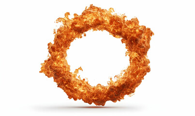 Poster - Circular Flame Effect with Bright Orange Fire and White Background