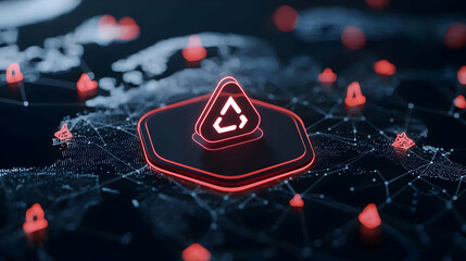 Poster - Digital Network Security Concept with Global Connections and Alerts