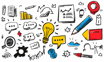 Poster - Creative Business Illustrations with Light Bulbs and Charts Design