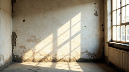 Aufkleber - Sunlit Room with Aged Walls and Window Shadow