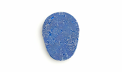 Poster - Abstract Design of a Blue Fingerprint on a White Background