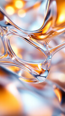 Fototapete - Delicate transparent elements entwine to create an intricate 3D fractal structure, shimmering with iridescent hues and reminiscent of organic cells in gentle light