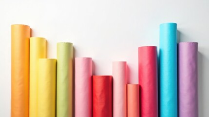 Aufkleber - A vibrant collection of colorful paper rolls arranged in a visually appealing pattern, showcasing a spectrum of hues against a clean white backdrop.