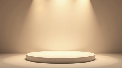 Poster - A Simple White Circular Pedestal Under Soft Illumination, Ideal for Product Display or Presentation