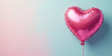 Aufkleber - A shimmering pink heart-shaped balloon floats against a pastel background, a symbol of affection and celebration