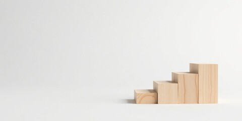 Aufkleber - Wooden blocks ascending in size, a minimalist concept representing growth and progress