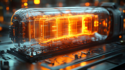 Poster - Close Up Glowing Electronic Circuit Technology