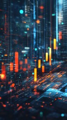 Poster - Abstract cityscape with glowing data visualizations
