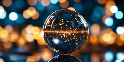 Fototapete - A spherical structure adeptly showcases a data matrix, featuring constantly evolving patterns illuminated by captivating lights. The design immerses viewers in a world of dynamic information