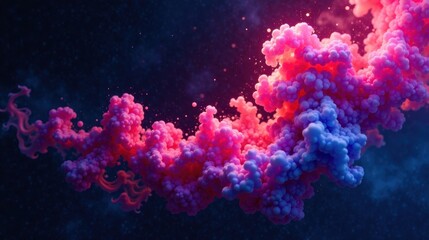 Poster - Abstract Pink and Purple Globules Floating in a Dark Space, Resembling a Cosmic Nebula or a Microscopic Cellular Structure, with a Dreamlike and Surreal Quality