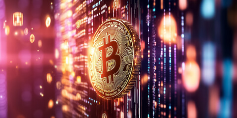 Poster - A mesmerizing display of a digital matrix features holographic symbols cascading in a vibrant array of colors. This futuristic scene immerses viewers in a world of technology and innovation