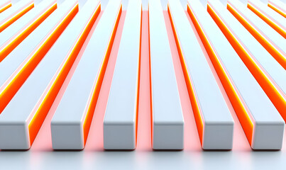 Poster - Abstract Composition of White Bars with Glowing Orange Background