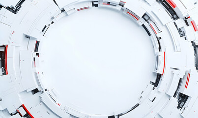 Poster - Circular Abstract Design with Futuristic Elements and Red Accents