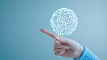 Poster - Hand Touching Digital Sphere of Connected Dots and Lines