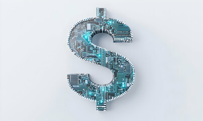 Poster - Dollar Symbol Enhanced with Circuit Board Technology Design