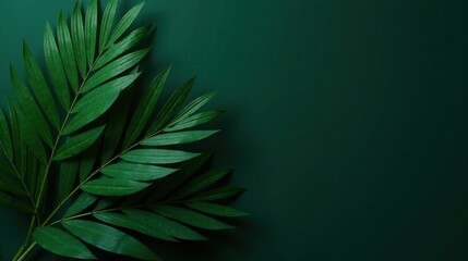 Aufkleber - Lush Green Foliage Arranged on a Deep Emerald Background, Ideal for Elegant Design Projects or Nature-Inspired Content Creation