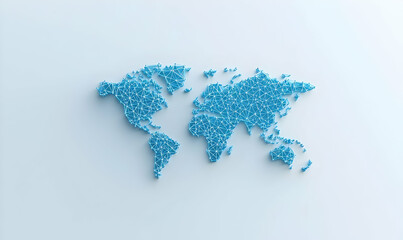 Poster - Abstract Geometric World Map Illustration in Blue and White Colors