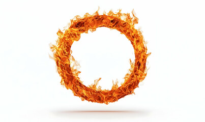 Poster - Fiery Ring of Flames on a White Background for Creative Projects