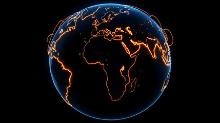 Poster - Illuminated Globe with Orange Lines Representing Global Connections