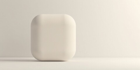 Fototapete - Simple, smooth, off-white rounded rectangular object on a plain white surface against a muted background
