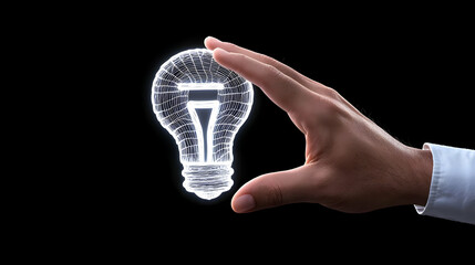 Poster - Creative Concept of a Hand Holding a Glowing Light Bulb Design