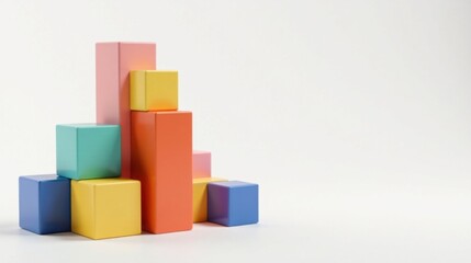 Poster - Colorful blocks arranged in ascending order, suggesting growth and progress, on a clean white background