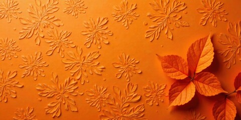 Poster - Autumnal Embossed Texture with Vivid Orange Leaves A Vibrant Fall Design