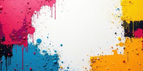 Aufkleber - Vibrant Abstract Paint Drips and Splashes on White Background A Colorful Composition for Creative Design Projects