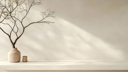 Poster - Minimalist Decor with Branch and Natural Elements on Simple Surface