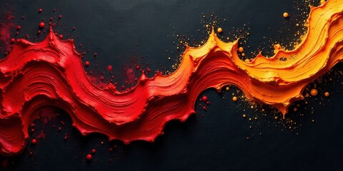 Leinwandbilder - Dynamic Abstract Swirl of Vivid Red and Orange Hues on Dark Background