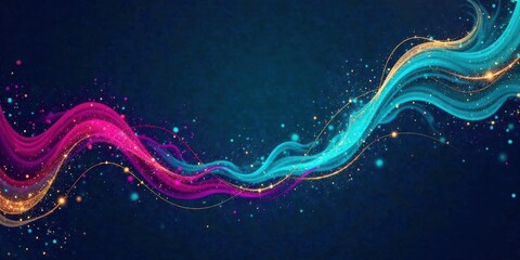 Aufkleber - Abstract Swirling Vibrant Hues with Golden Dust and Sparkling Particles Across a Dark Background