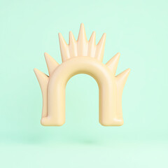 Poster - 3d render of a pastel yellow arch with crown-like top