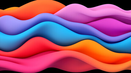 Poster - Colorful Abstract Waves Flowing in Smooth Gradients on Black Background