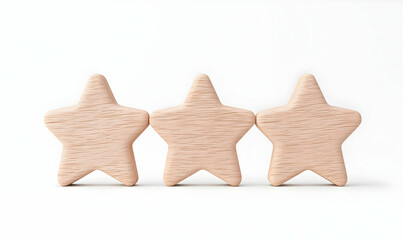 Poster - Wooden Star Shapes on White Background for Creative Projects