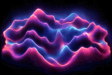 Poster - Abstract Glowing Geometric Mountains