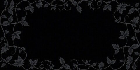 Fototapete - Elegant Dark Floral Vine Border for Design Projects and Presentations
