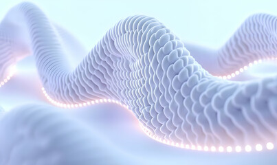 Poster - Abstract White Wave with Soft Curves and Shimmering Lights
