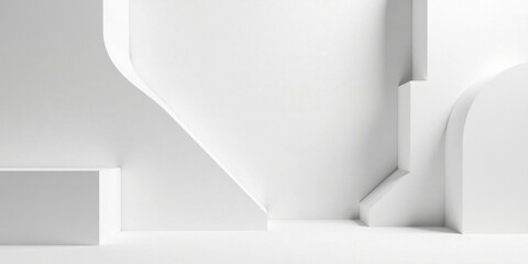 Poster - Abstract White Architectural Forms and Geometric Shapes in Minimalist Interior Design