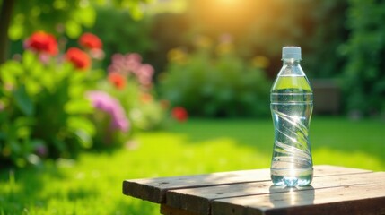 Poster - Refreshing Hydration Break in a Serene Garden Setting