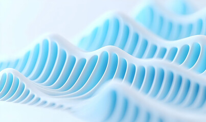 Poster - Abstract Flowing Waves in Soft Blue and White Tones