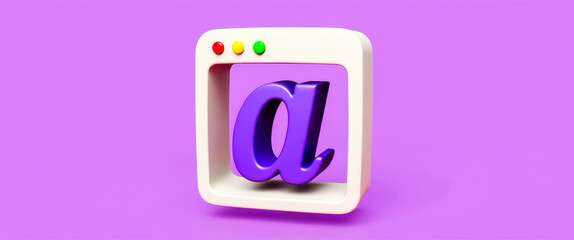 Poster - 3d render of a vibrant purple lowercase letter 'a' in a white frame
