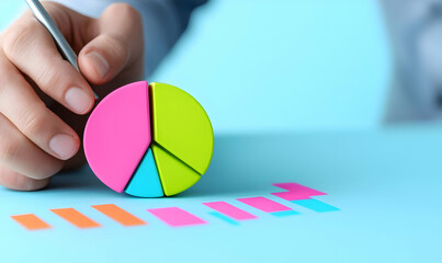 Poster - Vibrant Business Analytics with Colorful Chart and Sticky Notes