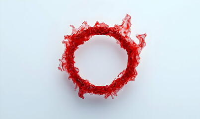 Poster - Bright Red Circular Shape with Flowing Texture on White Background
