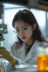 Poster - Young scientist conducting experiments in laboratory