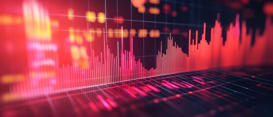 Poster - Vibrant financial data visualization depicting market trends with colorful graphs