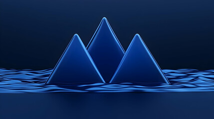 Poster - Abstract Blue Triangular Shapes on Calm Water Surface Background